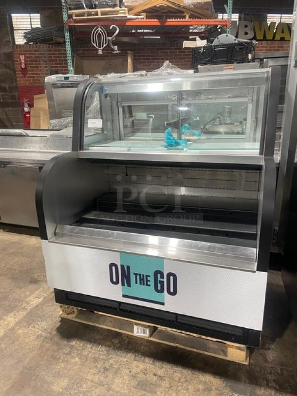 RPI Industries Commercial Black Powder Coated Multi-Level Refrigerated Open Grab-N-Go Bakery Merchandiser Display Case! With Upper Non-Refrigerated Dry Display Show Case! With Glass Shelves! With Rear Access Sliding Glass Doors! Model: SCCB48R-CD SN: 03196932! 115V! - Image 1 of 9