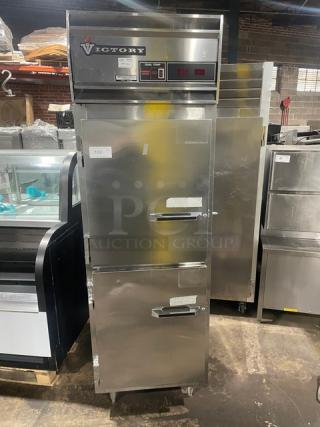 Victory Commercial Stainless Steel Half Door Dual Temp Refrigerator/Freezer Combo! With Wired Racks! Model: RFS-1D-S7-HD SN: M0756713! 115V 1 Phase! On Legs!