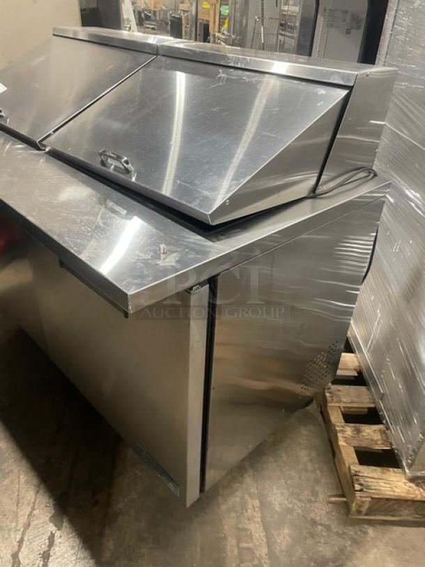 True Commercial Stainless Steel 2 Door Refrigerated Bain Marie Style Mega Top Salad/Sandwich Prep Table! With Poly Coated Wire Racks! Model: TSSU-60-24M-B-ST SN: 8931352! 115V 1 Phase! On Casters! - Image 2 of 9