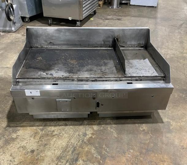 WoodStone Commercial Stainless Steel Natural Gas Powered Countertop Flat Plancha Griddle! With Back & Side Splash! Model: WS-PL-4836-4-CT SN: GP1B16OCT1807222! 120V 1 Phase! On Legs! - Image 1 of 8