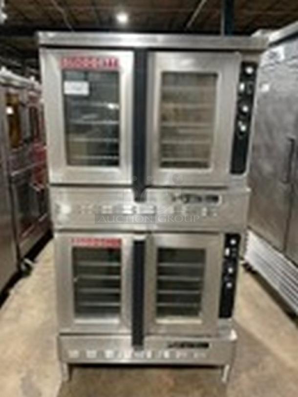 Blodgett Commercial Stainless Steel Natural Gas Powered Double Stacked Dual-Flow Convection Oven! With Thermostatic Controls! With Wired Oven Racks! Model: DFG-100 SN: 010201RA041T/010201RA044B! 115V 1 Phase! On Legs! 2X Your Bid Makes One Unit! - Image 1 of 14