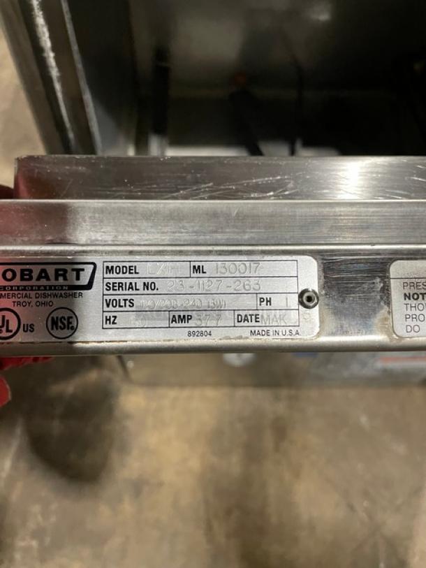 Hobart LXI Series Commercial Stainless Steel Electric Powered Undercounter Dishwashing Machine! Energy Star Certified! Model: LXIH SN: 23-1127-263! 120/208-240V 1 Phase! - Image 6 of 9