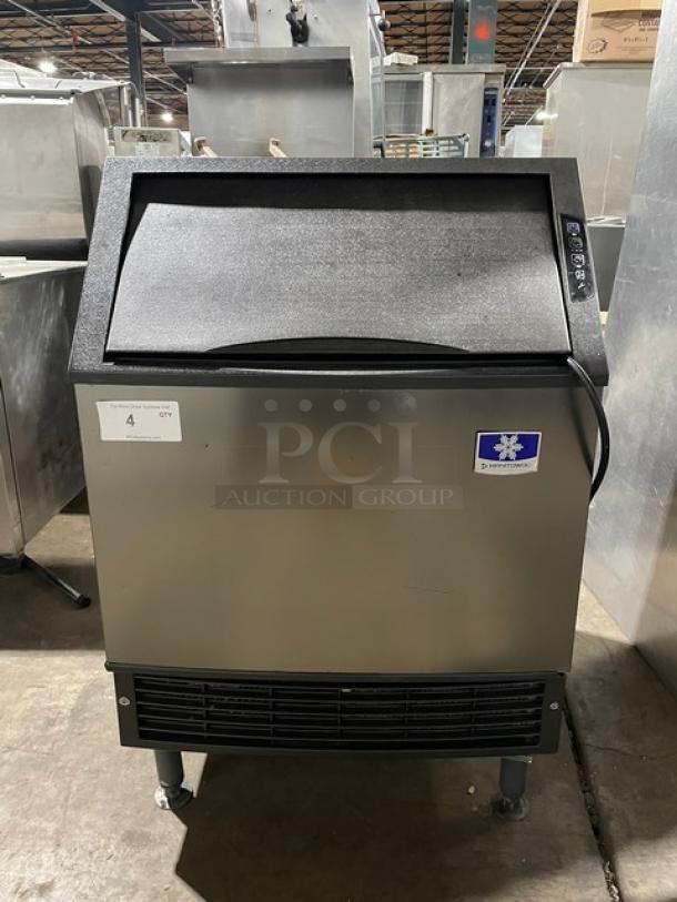 Manitowoc NEO Series Commercial Stainless Steel Air-Cooled Undercounter Half Dice Ice Cube Making Machine! With Built In 90 Lb. Storage Bin! With Slide Back Style Lid! Model: UYF0140A-161B SN: 310479927! 115V 1 Phase! On Legs! - Image 1 of 12