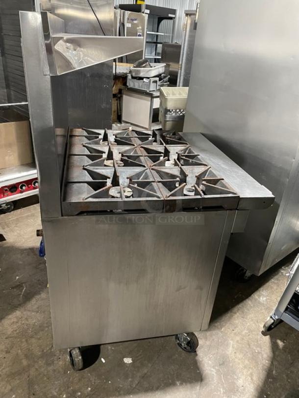 Southbend Commercial Stainless Steel Natural Gas Powered 6 Burner Range/Oven Combo! With Back Splash & Overhead Salamander Shelf! With Wired Oven Racks! Model: X366D! On Casters! - Image 4 of 12
