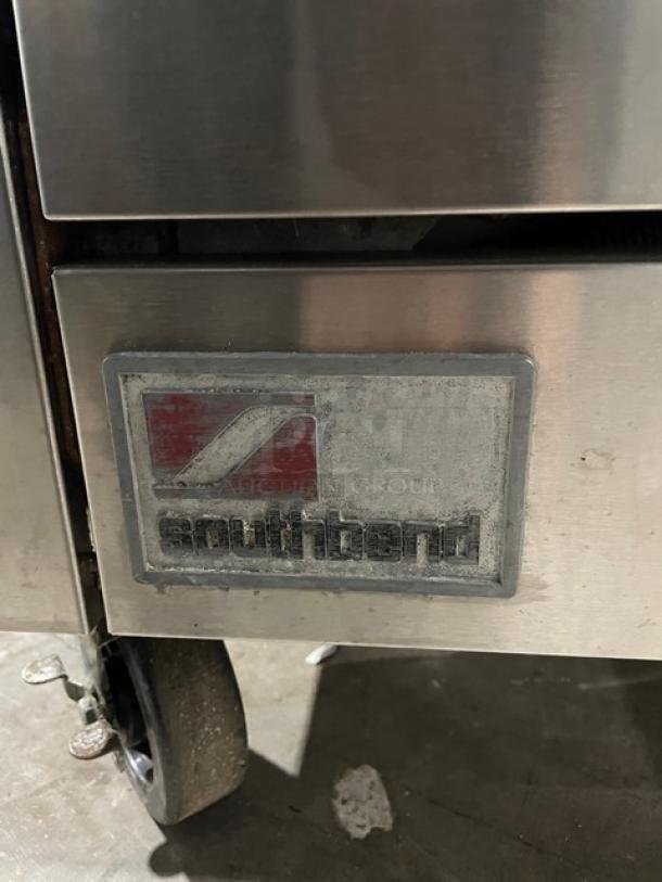 Southbend Commercial Stainless Steel Natural Gas Powered 6 Burner Range/Oven Combo! With Back Splash & Overhead Salamander Shelf! With Wired Oven Racks! Model: X366D! On Casters! - Image 6 of 12