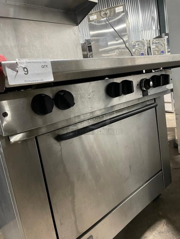 Southbend Commercial Stainless Steel Natural Gas Powered 6 Burner Range/Oven Combo! With Back Splash & Overhead Salamander Shelf! With Wired Oven Racks! Model: X366D! On Casters! - Image 7 of 12