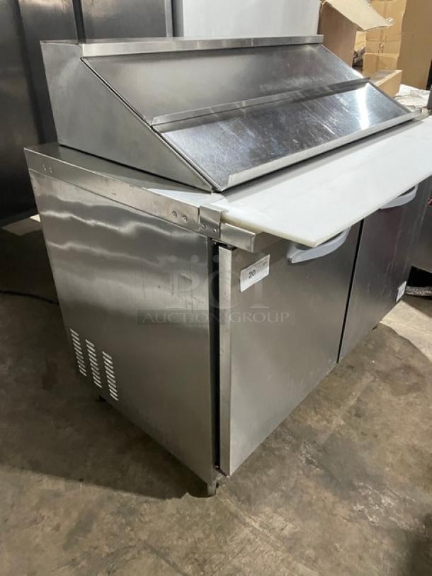 Kool-It Ikon Series Commercial Stainless Steel 2 Door Refrigerated Bain Marie Style Mega Top Salad/Sandwich Prep Table! With Removable Cutting Board! With Poly Coated Wire Racks! Model: KSP48M SN: KSP48M9084177! 115V 1 Phase! On Casters! - Image 2 of 10