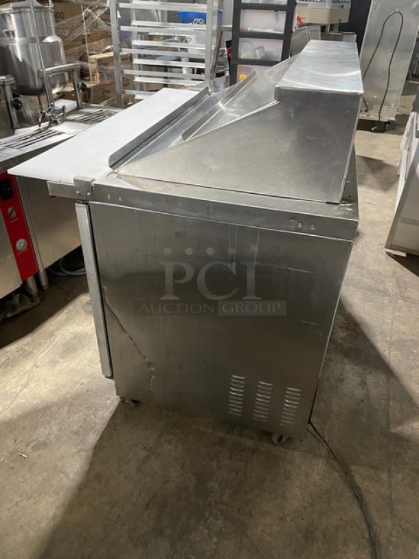 Kool-It Ikon Series Commercial Stainless Steel 2 Door Refrigerated Bain Marie Style Mega Top Salad/Sandwich Prep Table! With Removable Cutting Board! With Poly Coated Wire Racks! Model: KSP48M SN: KSP48M9084177! 115V 1 Phase! On Casters! - Image 4 of 10