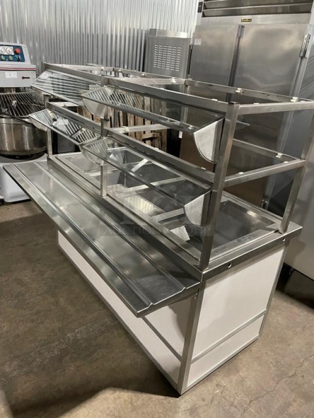 Atlas Metal Custom Buffet Style Commercial Stainless Steel Electric Powered Refrigerated 4-Well Cold Food/Salad Bar! With Overhead Sneeze Guard! With Tray Slide! Model: WCM-BT-4 SN: 1378-99! 115V 1 Phase! - Image 2 of 8