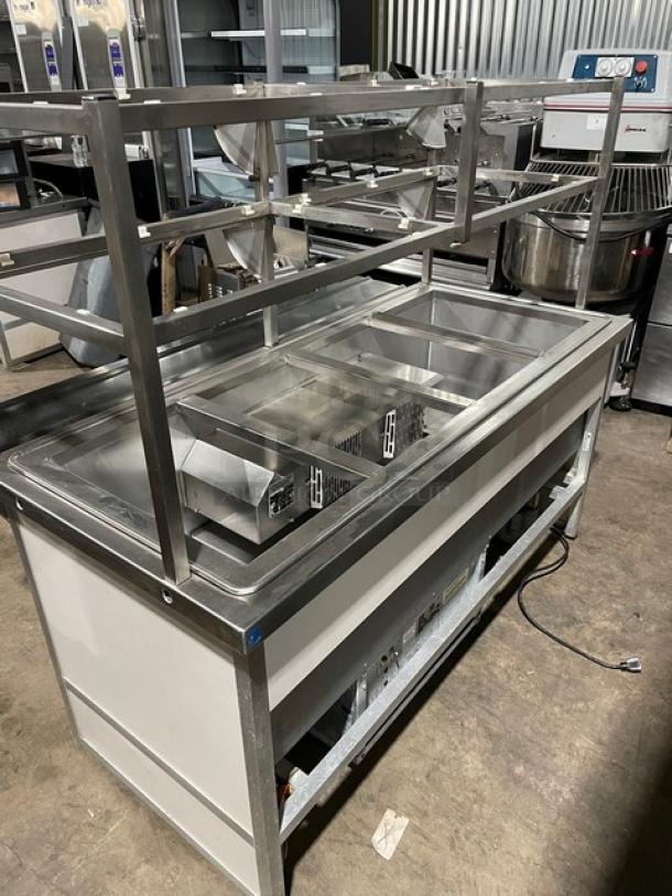 Atlas Metal Custom Buffet Style Commercial Stainless Steel Electric Powered Refrigerated 4-Well Cold Food/Salad Bar! With Overhead Sneeze Guard! With Tray Slide! Model: WCM-BT-4 SN: 1378-99! 115V 1 Phase! - Image 3 of 8