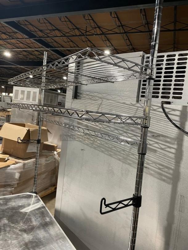 NEW! Metro Commercial Stainless Steel Worktop Table! With Double Overhead & Under Shelves! With Quantum Storage Systems Commercial Clear Heavy Duty Multi-Size Organizing Bins! On Legs! - Image 7 of 8