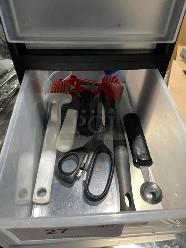 Iris Commercial Black 4 Drawer Countertop Organizer! With Clear Drawers & Lot Of Miscellaneous Kitchenware! ALL ONE MONEY! - Image 6 of 9