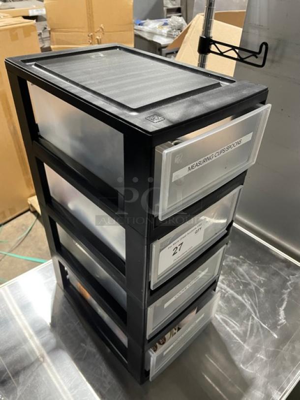 Iris Commercial Black 4 Drawer Countertop Organizer! With Clear Drawers & Lot Of Miscellaneous Kitchenware! ALL ONE MONEY! - Image 9 of 9