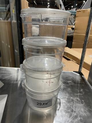 Cambro Commercial Clear Polycarbonate 2 Qt. Food Storage Containers! With Handles & Covers! Model: RFSCW2! 4X Your Bid!
