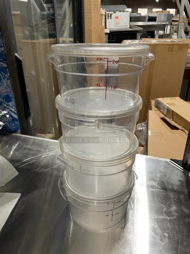 Cambro Commercial Clear Polycarbonate 2 Qt. Food Storage Containers! With Handles & Covers! Model: RFSCW2! 4X Your Bid! - Image 3 of 8