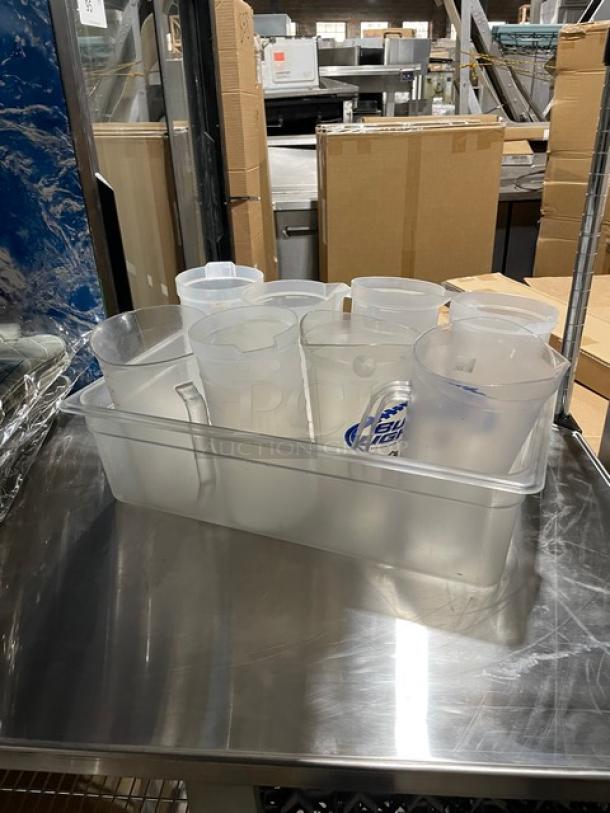 Lot Of Commercial Clear Polycarbonate Beverage Pitchers! ALL ONE MONEY! - Image 3 of 10