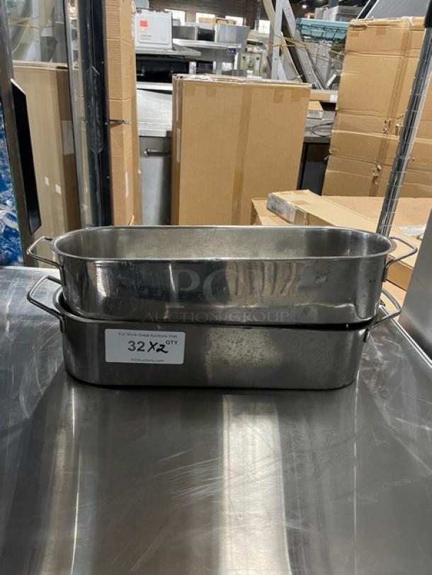 Commercial Stainless Steel Oval Serving Pan/Tub! With Handles! 2X Your Bid! - Image 1 of 7