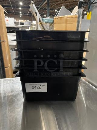 Cambro Commercial Black Polycarbonate Cold Food Pans! 6X Your Bid!