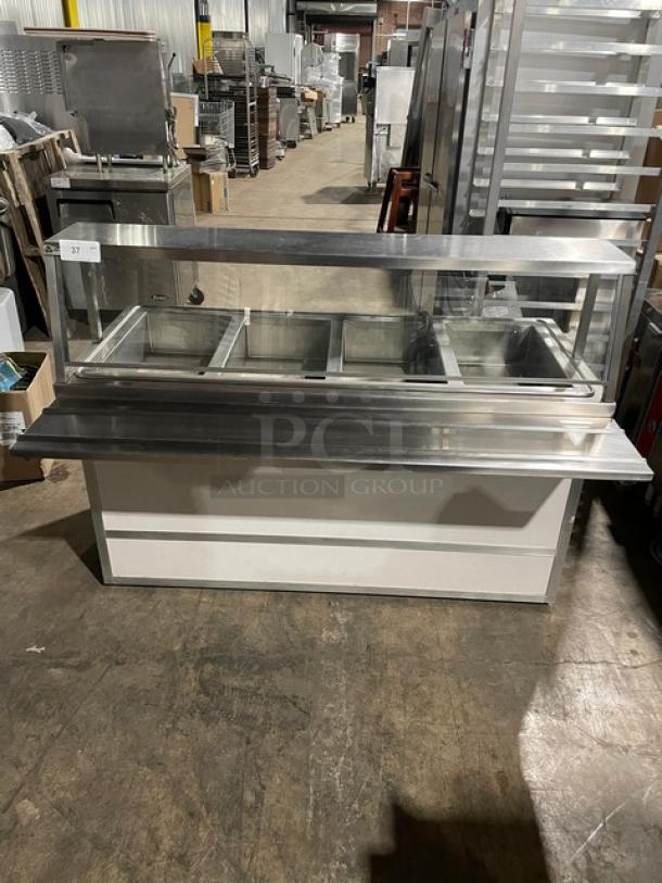 Atlas Metal Custom Buffet Style Commercial Stainless Steel Electric Powered 4-Well Hot Food Steamtable! With Serve Over Sneeze Guard & Folding Tray Slide! Model: WIH-D&M-4 SN: 5106-99! 208V 1 Phase! On Casters! - Image 1 of 11