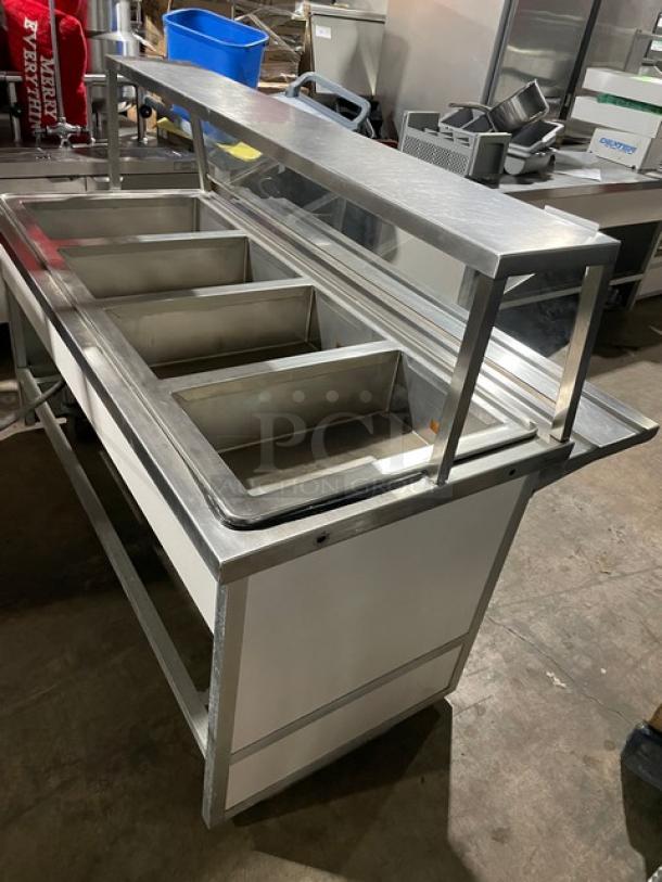Atlas Metal Custom Buffet Style Commercial Stainless Steel Electric Powered 4-Well Hot Food Steamtable! With Serve Over Sneeze Guard & Folding Tray Slide! Model: WIH-D&M-4 SN: 5106-99! 208V 1 Phase! On Casters! - Image 5 of 11