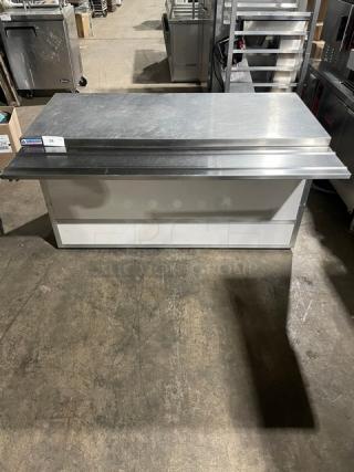 Custom Buffet Style Commercial Stainless Steel Solid Top Serving/Utility Station! With Foldable Tray Slide & Enclosed Cabinet Base! On Casters!