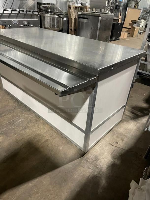 Custom Buffet Style Commercial Stainless Steel Solid Top Serving/Utility Station! With Foldable Tray Slide & Enclosed Cabinet Base! On Casters! - Image 2 of 9