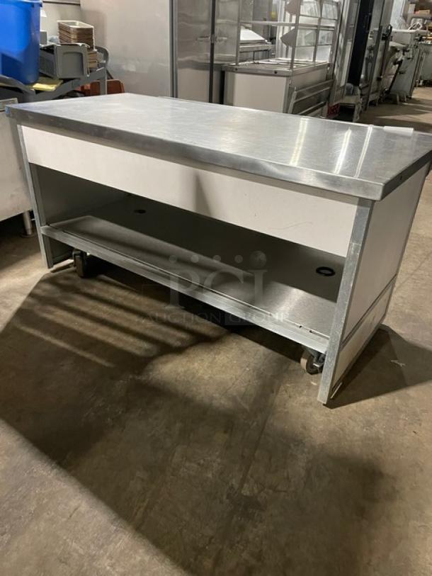Custom Buffet Style Commercial Stainless Steel Solid Top Serving/Utility Station! With Foldable Tray Slide & Enclosed Cabinet Base! On Casters! - Image 3 of 9