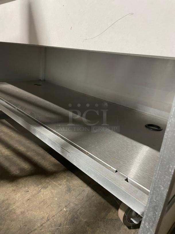 Custom Buffet Style Commercial Stainless Steel Solid Top Serving/Utility Station! With Foldable Tray Slide & Enclosed Cabinet Base! On Casters! - Image 5 of 9