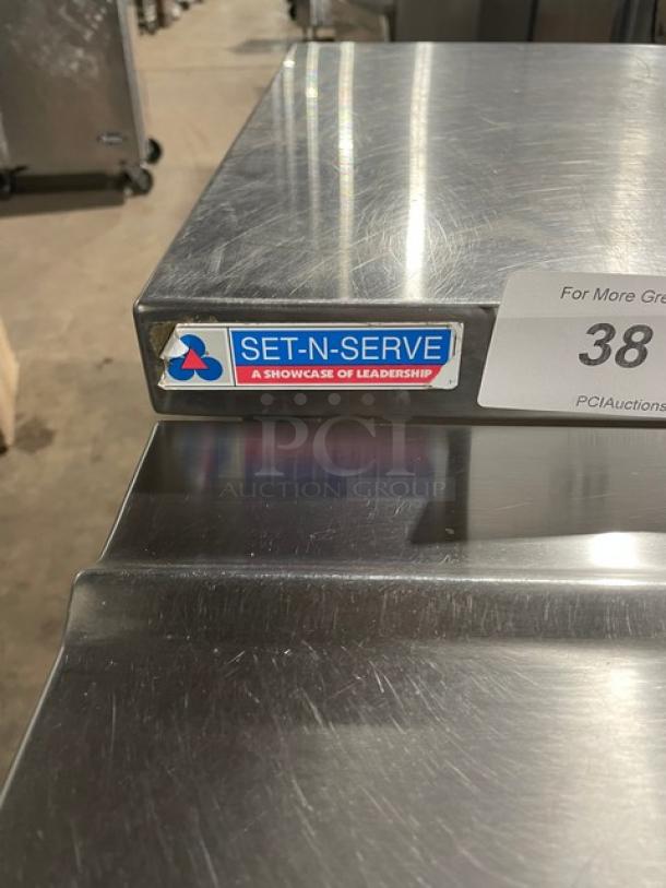 Custom Buffet Style Commercial Stainless Steel Solid Top Serving/Utility Station! With Foldable Tray Slide & Enclosed Cabinet Base! On Casters! - Image 8 of 9