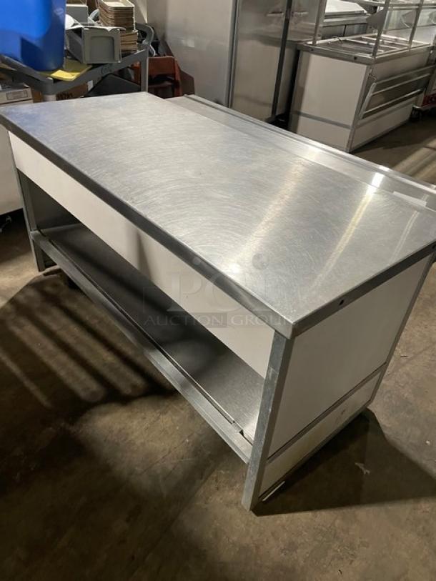 Custom Buffet Style Commercial Stainless Steel Solid Top Serving/Utility Station! With Foldable Tray Slide & Enclosed Cabinet Base! On Casters! - Image 9 of 9