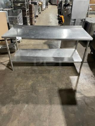 Commercial Stainless Steel Worktop Table! With Single Undershelf! With Up Turned Back Splash! On Legs!