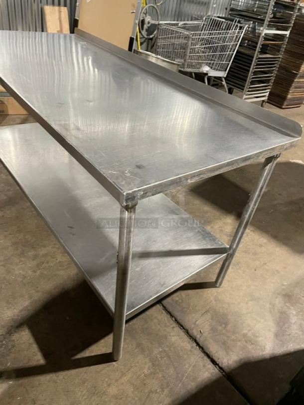 Commercial Stainless Steel Worktop Table! With Single Undershelf! With Up Turned Back Splash! On Legs! - Image 2 of 8