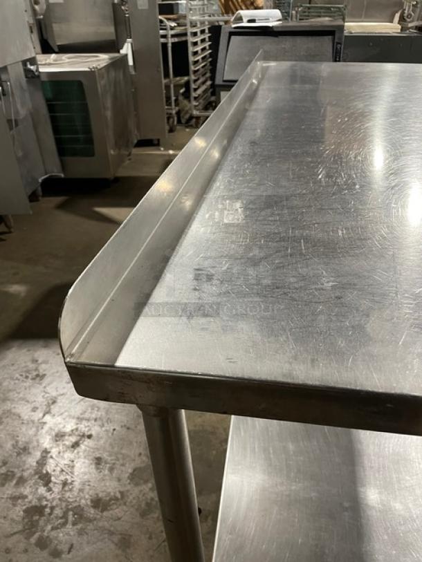 Commercial Stainless Steel Worktop Table! With Single Undershelf! With Up Turned Back Splash! On Legs! - Image 8 of 8