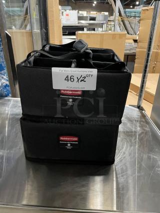 Rubbermaid Executive Series Commercial Charcoal Gray Teflon Coated 6-Compartment Tote Style Multi-Use Caddys! With Adjustable/Removable Dividers! Model: 1902468! 2X Your Bid!