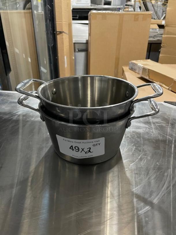 Commercial Stainless Steel Heavy Duty 3 Qt. Clad Server Pots! With Handles! 2X Your Bid! - Image 1 of 7