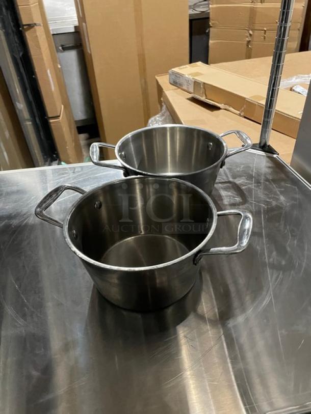 Commercial Stainless Steel Heavy Duty 3 Qt. Clad Server Pots! With Handles! 2X Your Bid! - Image 3 of 7
