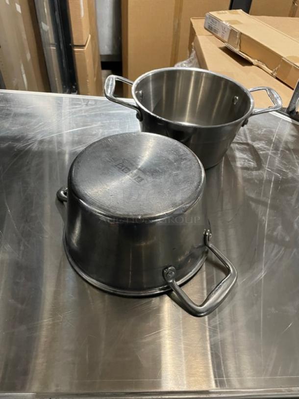 Commercial Stainless Steel Heavy Duty 3 Qt. Clad Server Pots! With Handles! 2X Your Bid! - Image 5 of 7