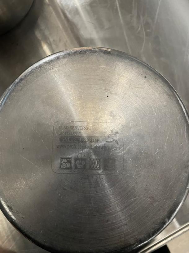 Commercial Stainless Steel Heavy Duty 3 Qt. Clad Server Pots! With Handles! 2X Your Bid! - Image 6 of 7