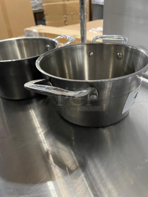 Commercial Stainless Steel Heavy Duty 3 Qt. Clad Server Pots! With Handles! 2X Your Bid! - Image 7 of 7