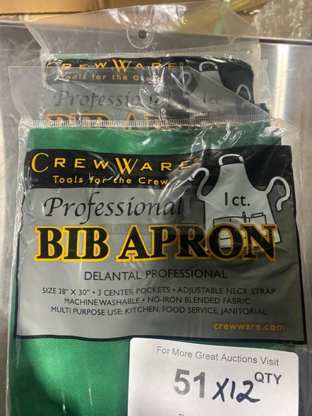 NEW! Crew Ware Commercial Green Multi-Purpose Machine Washable Professional Bib Style Aprons! With Adjustable Neck Strap! Model: 612BAFH-GN! 12X Your Bid! - Image 4 of 5