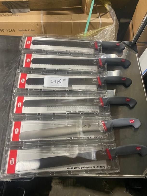 NEW! Don Commercial SofGrip 12" Scalloped Roast Slicer Knives! 6X Your Bid! - Image 1 of 7