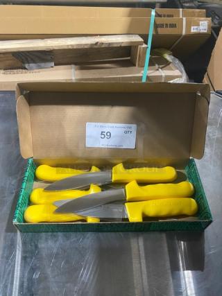NEW! Dexter Russell Dexter Sani-Safe Series Commercial Stainless Steel 5-1/4" Sheep/Lamb Skinner! With Yellow Grip Handles! Model: SL12-51/4! 6X Your Bid!
