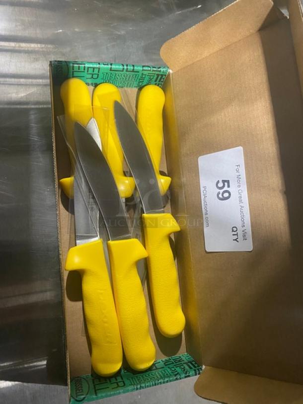 NEW! Dexter Russell Dexter Sani-Safe Series Commercial Stainless Steel 5-1/4" Sheep/Lamb Skinner! With Yellow Grip Handles! Model: SL12-51/4! 6X Your Bid! - Image 2 of 7
