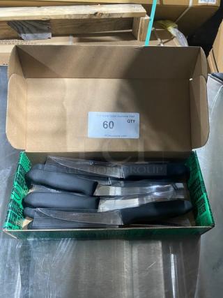 NEW! Dexter Russell Sani-Safe Series Commercial Stainless Steel 6" Curved Semi-Flex Boning Knives! With Black Grip Handle! Model: ST131-6! 12X Your Bid!