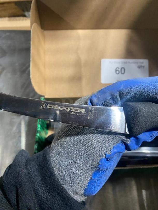 NEW! Dexter Russell Sani-Safe Series Commercial Stainless Steel 6" Curved Semi-Flex Boning Knives! With Black Grip Handle! Model: ST131-6! 12X Your Bid! - Image 6 of 7