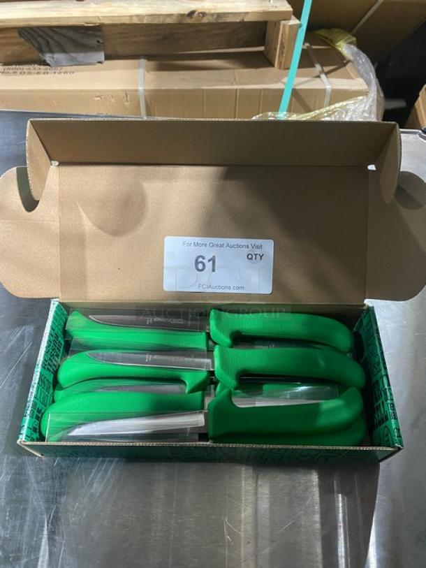 NEW! Dexter Russell Sani-Safe Series Commercial Stainless Steel 4-1/2" Utility/Deboning Poultry Knives! With Green Grip Handle! Model: 11213G! 12X Your Bid! - Image 1 of 8