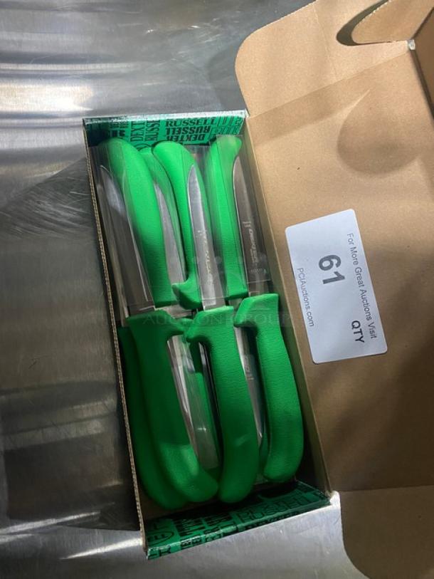 NEW! Dexter Russell Sani-Safe Series Commercial Stainless Steel 4-1/2" Utility/Deboning Poultry Knives! With Green Grip Handle! Model: 11213G! 12X Your Bid! - Image 2 of 8