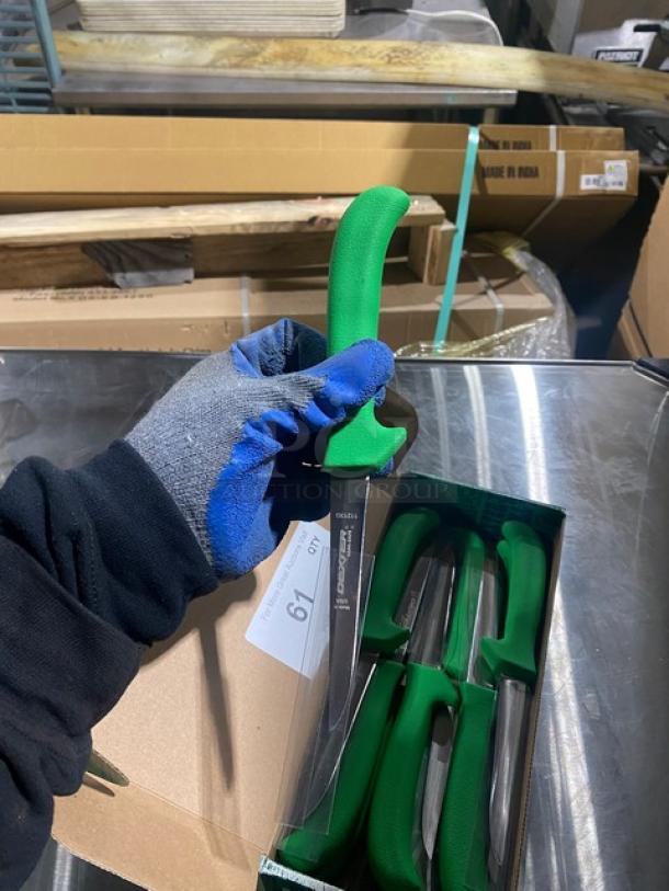 NEW! Dexter Russell Sani-Safe Series Commercial Stainless Steel 4-1/2" Utility/Deboning Poultry Knives! With Green Grip Handle! Model: 11213G! 12X Your Bid! - Image 5 of 8
