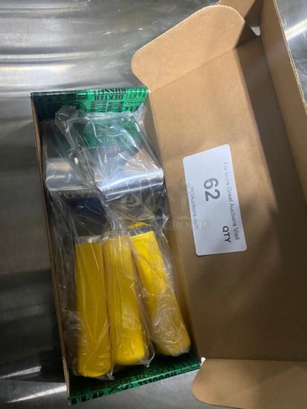 NEW! Dexter Russell Sani-Safe Series Commercial Stainless Steel 4"x3" Hamburger Turner! With Yellow Grip Handle! Model: S286-4! 6X Your Bid! - Image 2 of 10