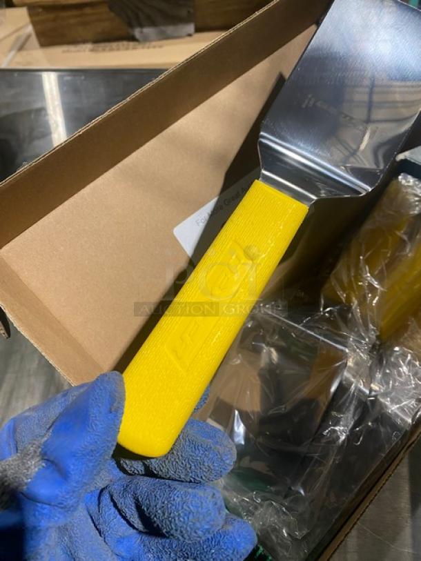 NEW! Dexter Russell Sani-Safe Series Commercial Stainless Steel 4"x3" Hamburger Turner! With Yellow Grip Handle! Model: S286-4! 6X Your Bid! - Image 9 of 10